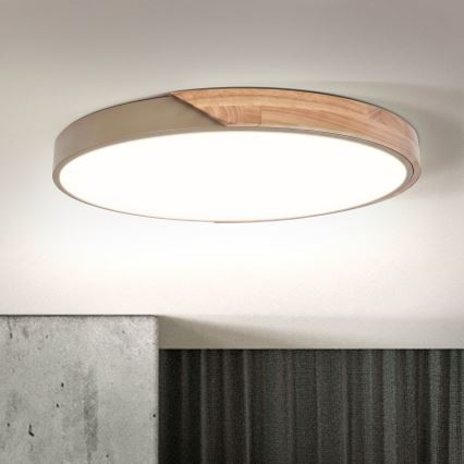 BRILAGI - LED stmievateľné stropné svietidlo PILANA LED/60W/230V 3000-6500K dub/béžová pr. 60 cm + diaľkové ovládanie