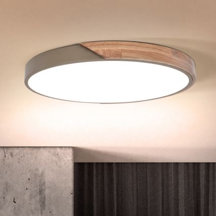 BRILAGI - LED stmievateľné stropné svietidlo PILANA LED/60W/230V 3000-6500K dub/béžová pr. 60 cm + diaľkové ovládanie