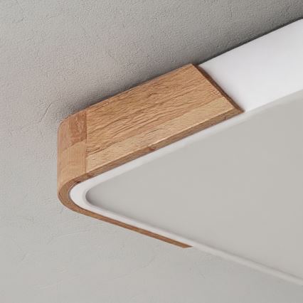 Brilagi - Stmievateľné LED stropné svietidlo PILANA LED/60W/230V 3000-6500K dub/biela 56x56 cm + diaľkové ovládanie