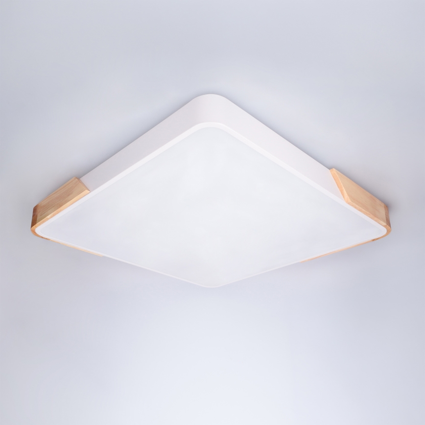 Brilagi - Stmievateľné LED stropné svietidlo PILANA LED/60W/230V 3000-6500K dub/biela 56x56 cm + diaľkové ovládanie