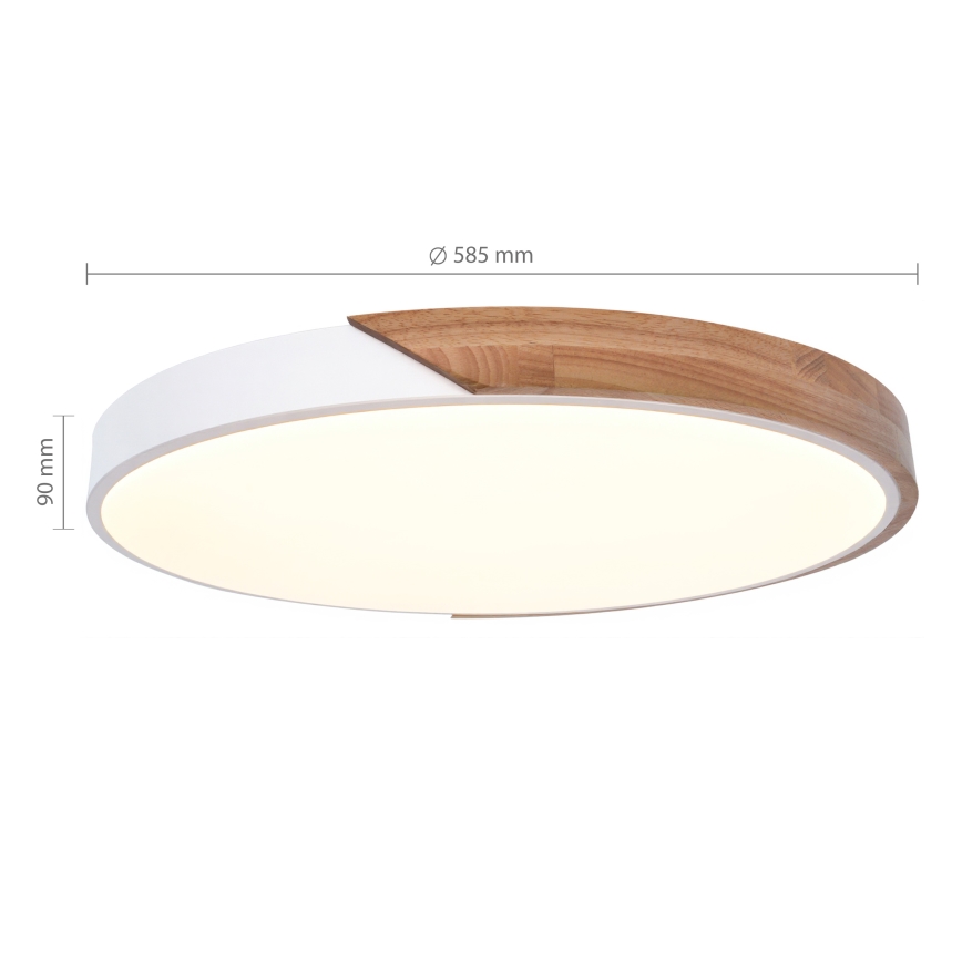 Brilagi - Stmievateľné LED stropné svietidlo PILANA LED/60W/230V 3000-6500K dub/biela priemer 60 cm + diaľkové ovládanie