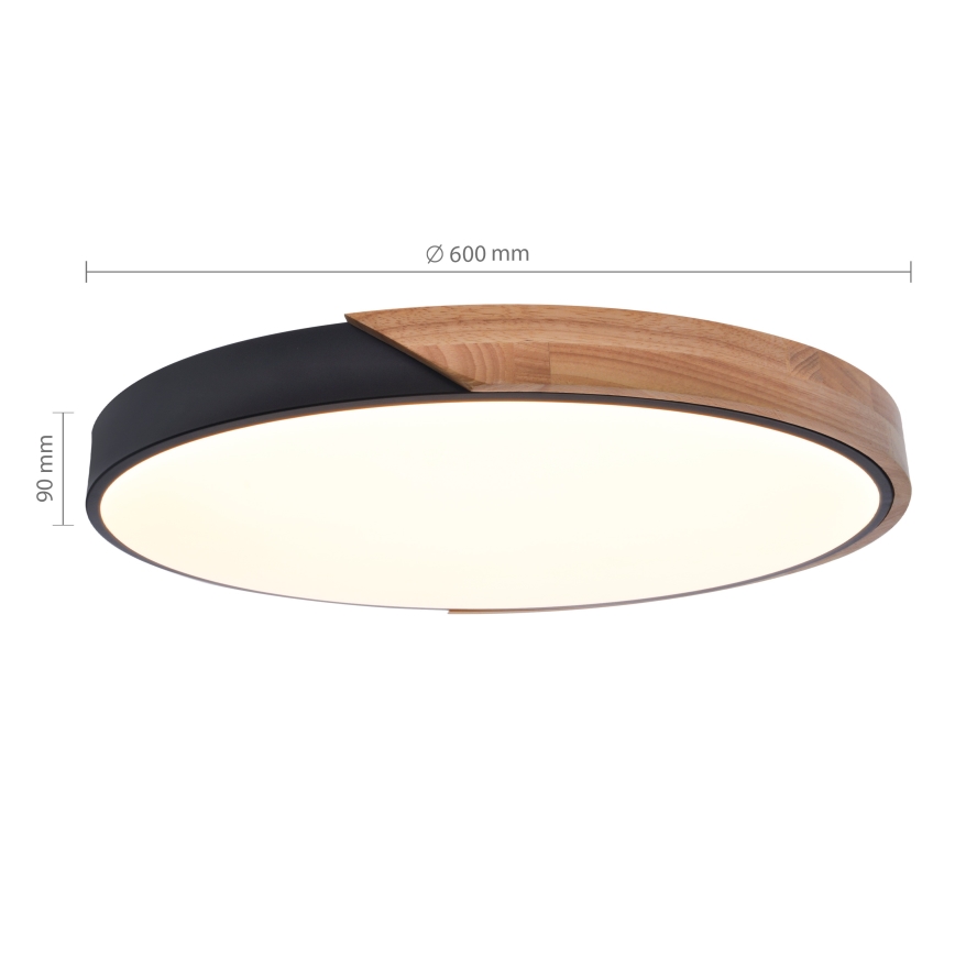 Brilagi - LED Stmievateľné stropné svietidlo PILANA LED/60W/230V 3000-6500K dub/čierna pr. 60 cm + diaľkové ovládanie