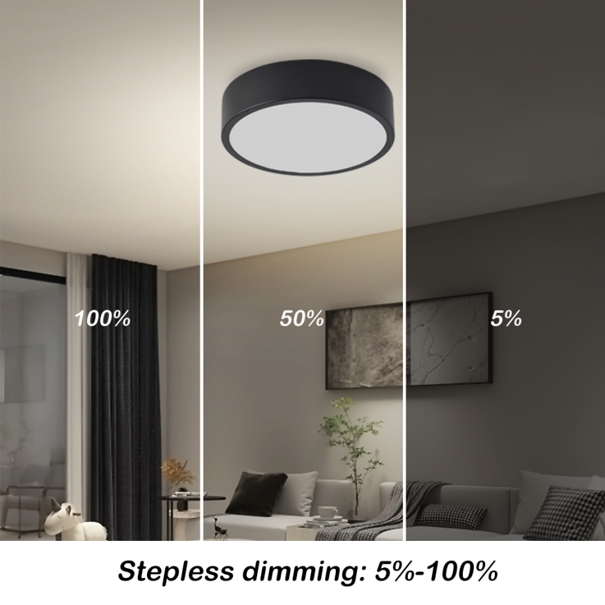 Brilagi - LED stmievateľné stropné svietidlo POOL LED/18W/230V 3000-6000K 20 cm čierna + diaľkové ovládanie