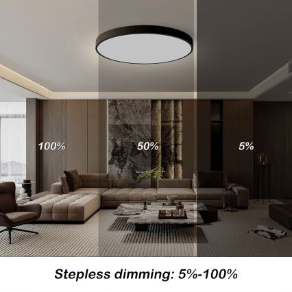 Brilagi - Stmievaľné LED stropné svietidlo POOL SMART LED/128W/230V 3000-6000K pr. 100 cm Wi-Fi Tuya čierne + diaľkové ovládanie