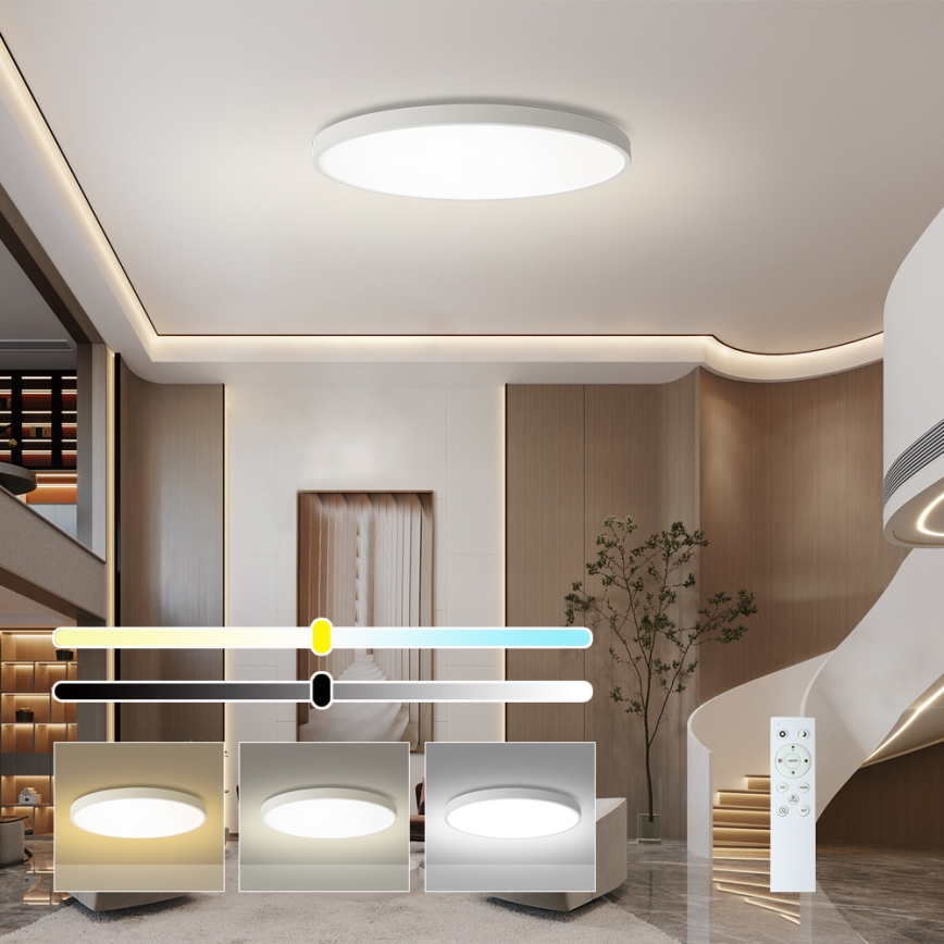 Brilagi - LED stmievateľné stropné svietidlo POOL SMART, 180 W / 230 V, 3000–6000 K, Ø 120 cm, Wi-Fi Tuya, biela + diaľkové ovládanie