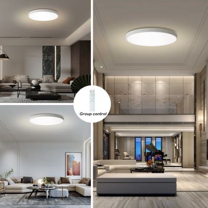 Brilagi - LED stmievateľné stropné svietidlo POOL SMART, 180 W / 230 V, 3000–6000 K, Ø 120 cm, Wi-Fi Tuya, biela + diaľkové ovládanie