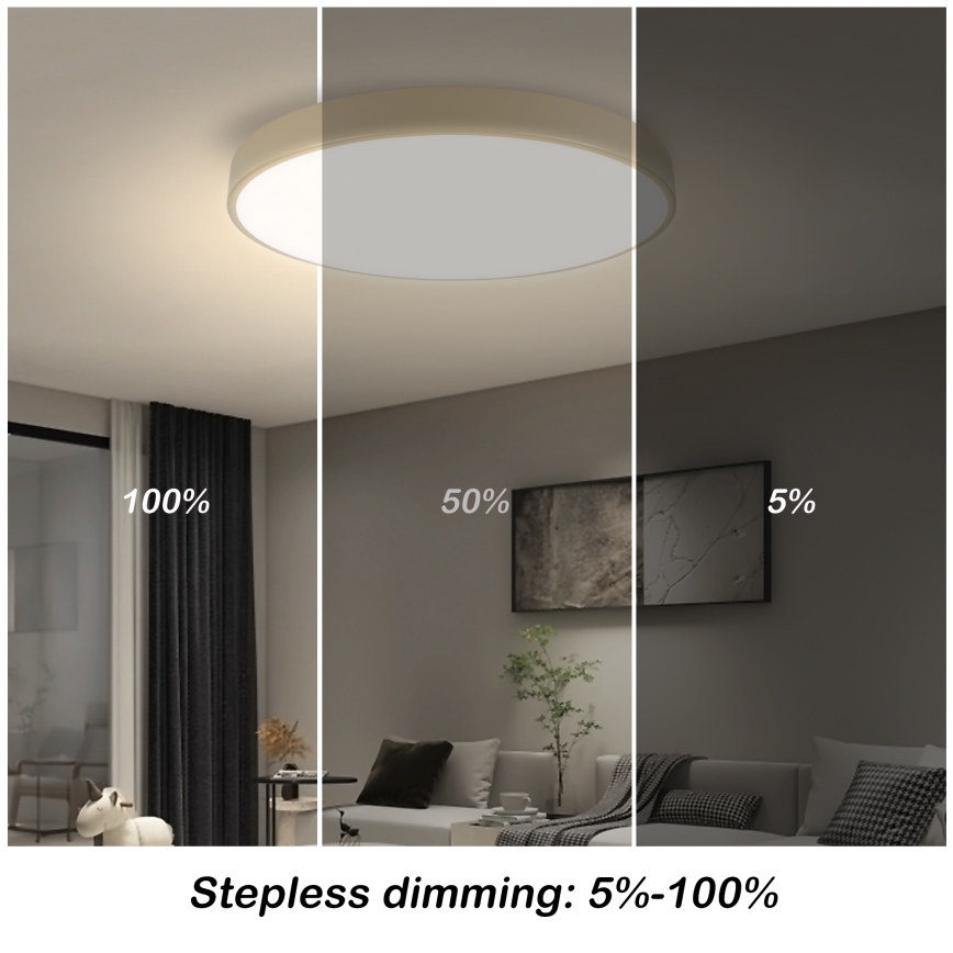 Brilagi - LED Stmievateľné stropné svietidlo POOL SMART LED/60W/230V 3000-6000K pr. 50 cm Wi-Fi Tuya béžové + diaľkové ovládanie