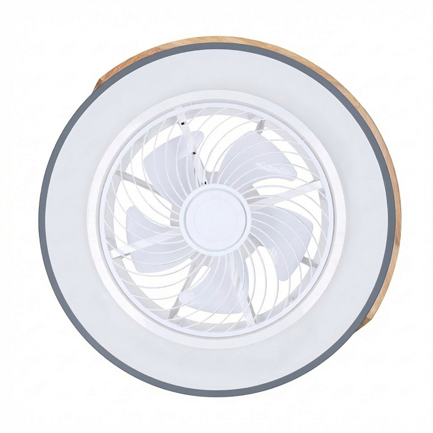 Brilagi - LED stmievateľné stropné svietidlo s ventilátorom LED/38W/230V 3000-6500K pr. 50 cm šedá/dub + diaľkové ovládanie