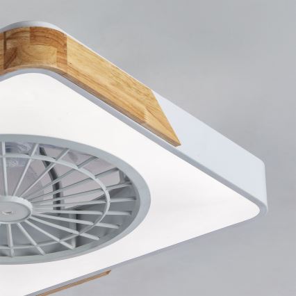 Brilagi - LED stmievateľné stropné svietidlo s ventilátorom LED/38W/230V 3000-6500K 50x50 cm biela/dub + diaľkové ovládanie