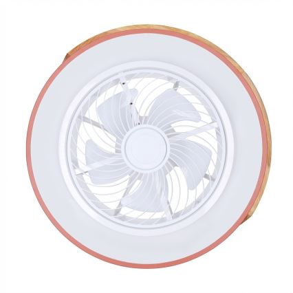 Brilagi - Stmievateľné LED stropné svietidlo s ventilátorom LED/38W/230V 3000-6500K pr. 50 cm ružová/dub + diaľkové ovládanie