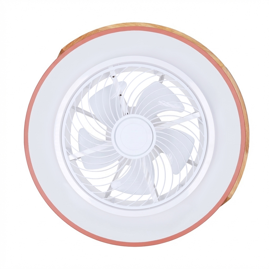 Brilagi - Stmievateľné LED stropné svietidlo s ventilátorom LED/38W/230V 3000-6500K pr. 50 cm ružová/dub + diaľkové ovládanie
