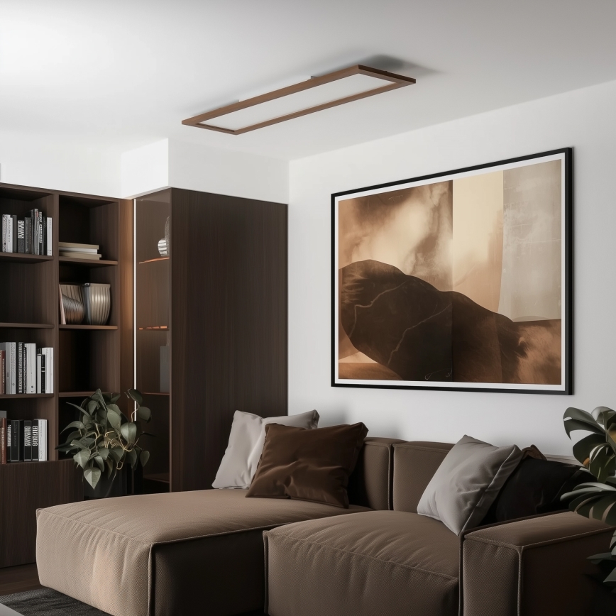 Brilagi - LED stmievateľné stropné svietidlo SLIMFRAME WOOD LED/58W/230V 124x34 cm 3000-6000K tmavohnedé + diaľkové ovládanie