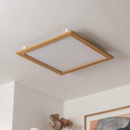 Brilagi - LED Stmievateľné stropné svietidlo SLIMFRAME WOOD LED/58W/230V 64x64 cm 3000-6000K hnedá + diaľkové ovládanie