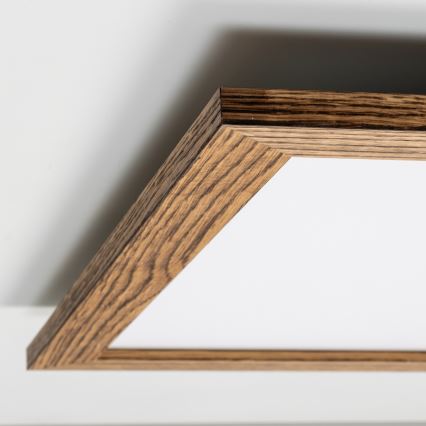Brilagi - LED Stmievateľné stropné svietidlo SLIMFRAME WOOD LED/58W/230V 64x64 cm 3000-6000K hnedá + diaľkové ovládanie
