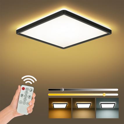Brilagi - LED stmievateľné stropné svietidlo ULTRA SLIM LED/18W/230V 2700-6500K 30x30 cm čierna + diaľkové ovládanie