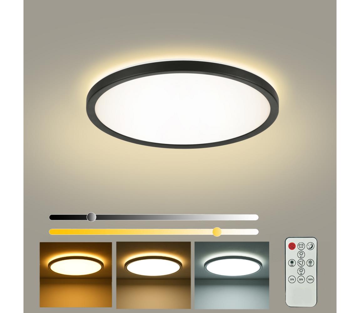 Brilagi - stmievateľné LED svietidlo ULTRA SLIM LED/18W/230V pr. 30 cm čierne + diaľkové ovládanie BRI221
