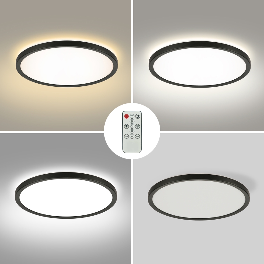 Brilagi - LED stmievateľné stropné svietidlo ULTRA SLIM LED/24W/230V 2700-6500K pr. 42 cm čierne + diaľkové ovládanie