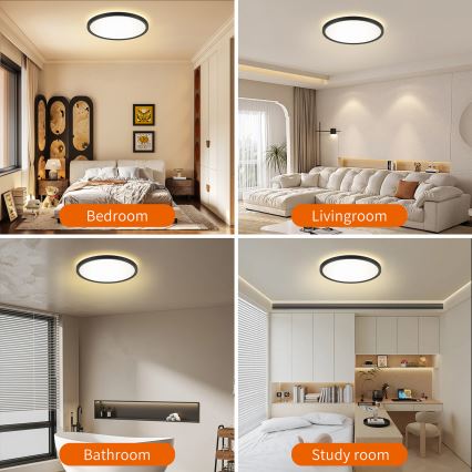 Brilagi - LED stmievateľné stropné svietidlo ULTRA SLIM LED/24W/230V 2700-6500K pr. 42 cm čierne + diaľkové ovládanie
