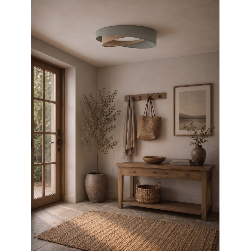 BRILAGI - LED stmievateľné stropné svietidlo VELVET TWIST LED/36W/230V 3000-6000K pr. 65 cm Wi-Fi Tuya Beacon zelená/béžová + diaľkové ovládanie