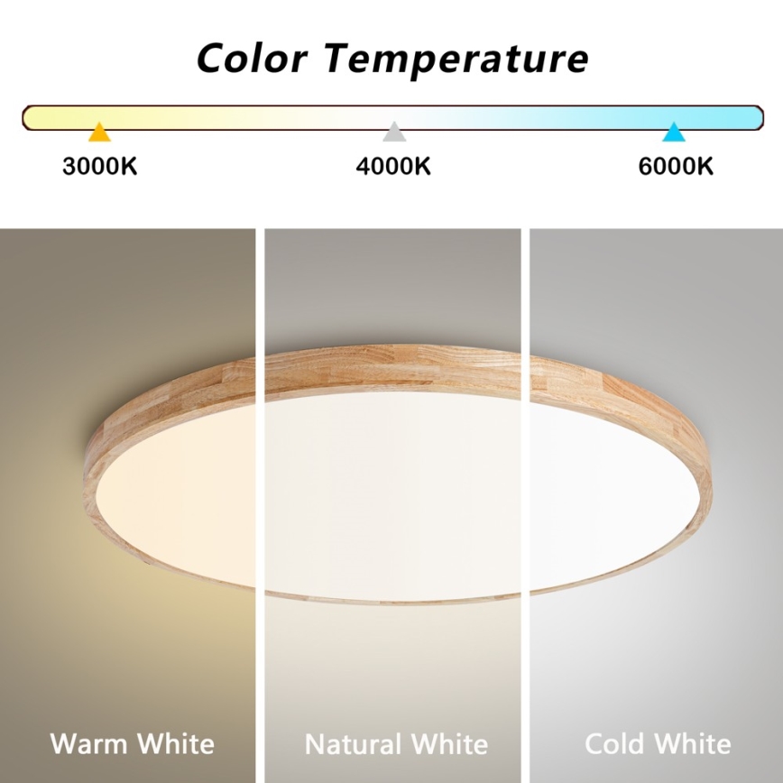 Brilagi - LED stmievateľné stropné svietidlo WOODLINE LED/100W/230V 3000-6000K dub priemer 80 cm + diaľkové ovládanie