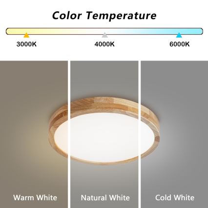 BRILAGI - LED stmievateľné stropné svietidlo WOODLINE LED/48W/230V 3000-6000K dub, priemer 40 cm + diaľkové ovládanie