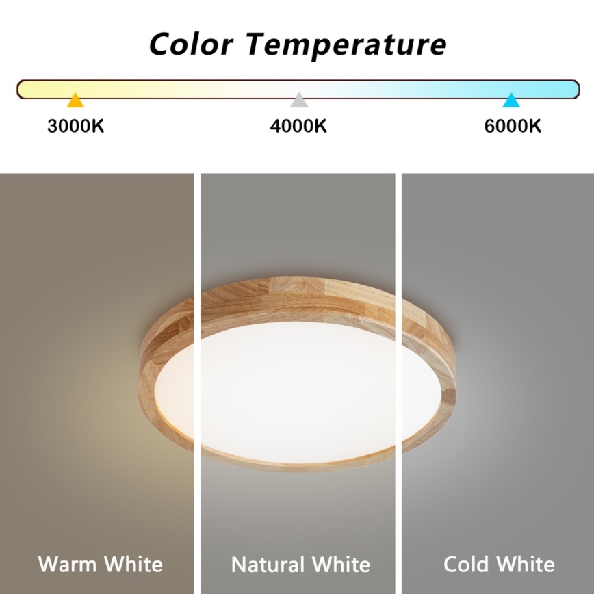 BRILAGI - LED stmievateľné stropné svietidlo WOODLINE LED/48W/230V 3000-6000K dub, priemer 40 cm + diaľkové ovládanie