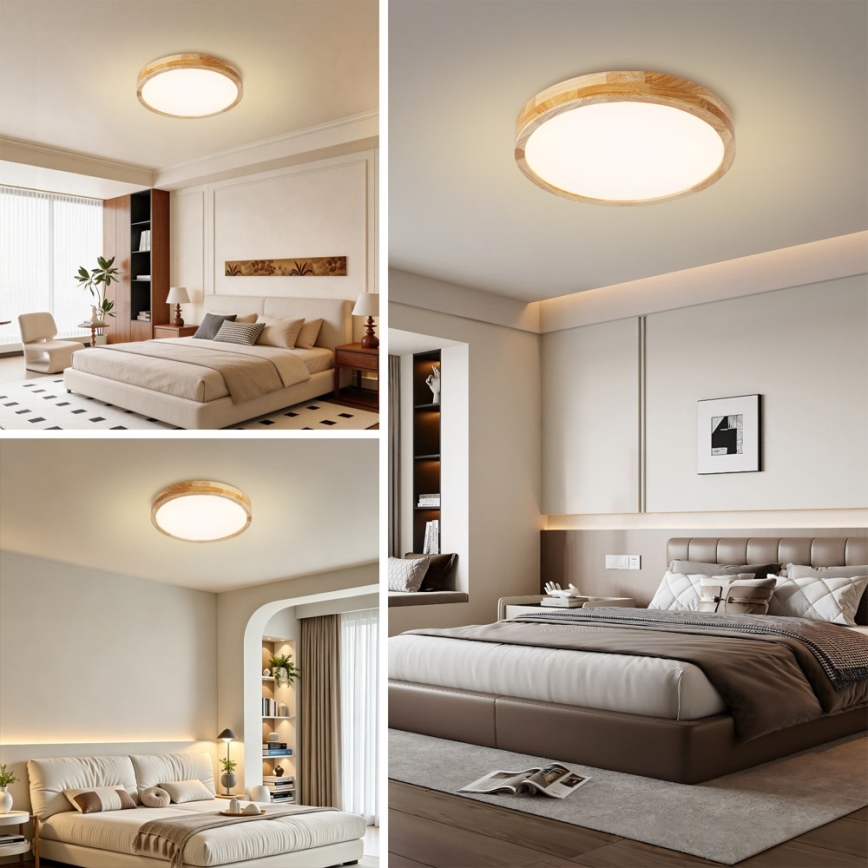 BRILAGI - LED stmievateľné stropné svietidlo WOODLINE LED/48W/230V 3000-6000K dub, priemer 40 cm + diaľkové ovládanie