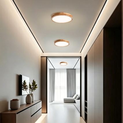 BRILAGI - LED stmievateľné stropné svietidlo WOODLINE LED/48W/230V 3000-6000K dub, priemer 40 cm + diaľkové ovládanie