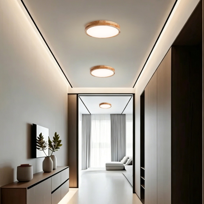 BRILAGI - LED stmievateľné stropné svietidlo WOODLINE LED/48W/230V 3000-6000K dub, priemer 40 cm + diaľkové ovládanie