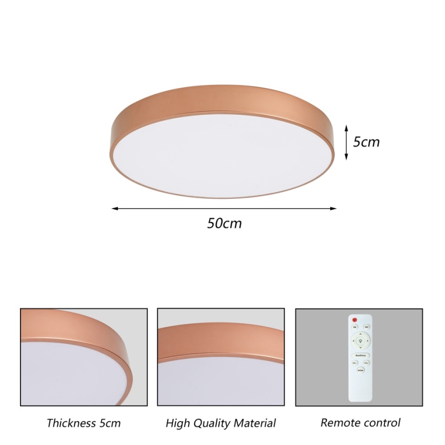Brilagi - LED stmievateľné stropné svietidlo POOL LED/60W/230V 3000-6000K pr. 50 cm bronzové + diaľkové ovládanie