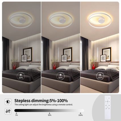 Brilagi - stmievateľné LED stropné svietidlo TWISTER LED/48W/230V 3000-6000K priemer 50 cm biela + diaľkové ovládanie