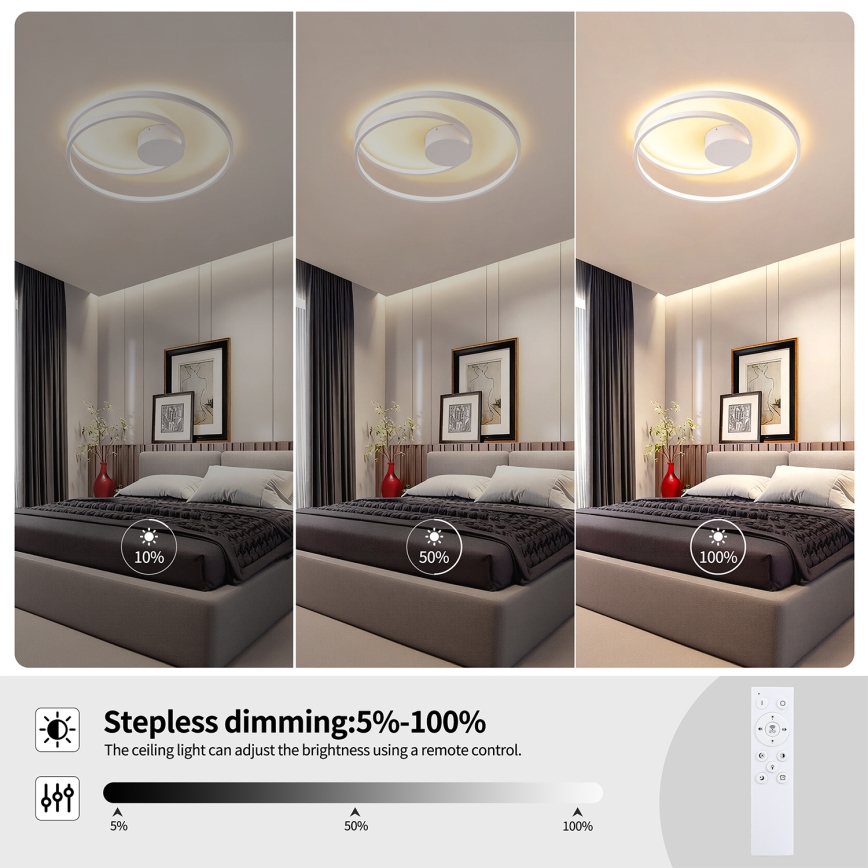 Brilagi - stmievateľné LED stropné svietidlo TWISTER LED/48W/230V 3000-6000K priemer 50 cm biela + diaľkové ovládanie