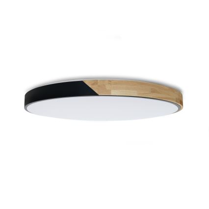 Brilagi - LED stmievateľné stropné svietidlo PILANA LED/72W/230V 3000-6500K dub/čierna priemer 80 cm + diaľkové ovládanie