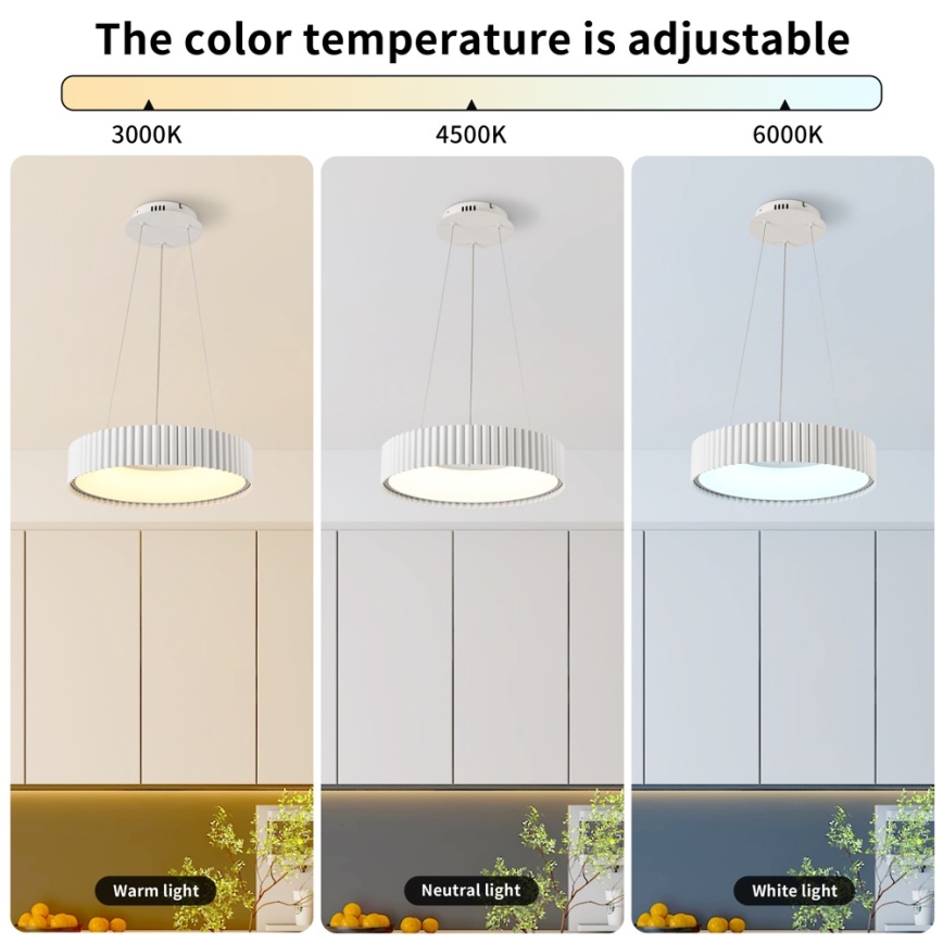 Brilagi - LED stmievateľný závesný luster na lanku FALCON MODERN LED/30W/230V 3000-6000K priemer 40 cm biela + diaľkové ovládanie