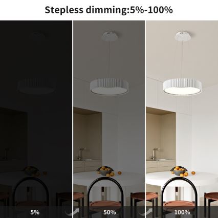 Brilagi - LED stmievateľný závesný luster na lanku FALCON MODERN LED/30W/230V 3000-6000K priemer 40 cm biela + diaľkové ovládanie