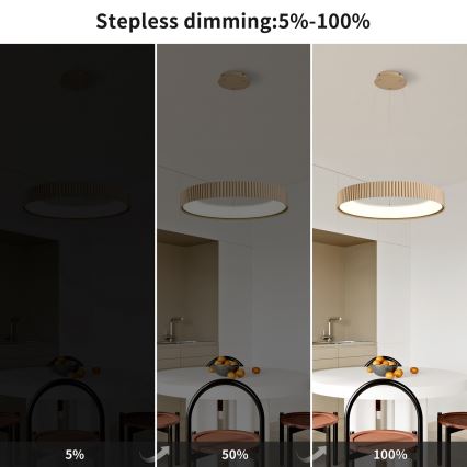Brilagi - LED stmievateľný závesný luster na lane FALCON MODERN LED/54W/230V 3000-6500K priemer 60 cm béžová + diaľkové ovládanie