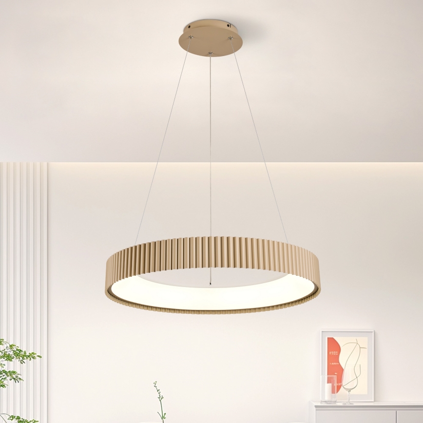 Brilagi - LED stmievateľný závesný luster na lane FALCON MODERN LED/54W/230V 3000-6500K priemer 60 cm béžová + diaľkové ovládanie