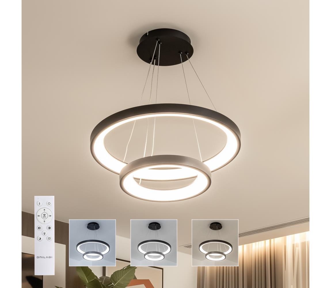 Brilagi - stmievateľný LED luster na lanku FALCON SLIM LED/68W/230V, priemer 50 cm, čierna, s diaľkovým ovládaním BRDX1330-2/CR