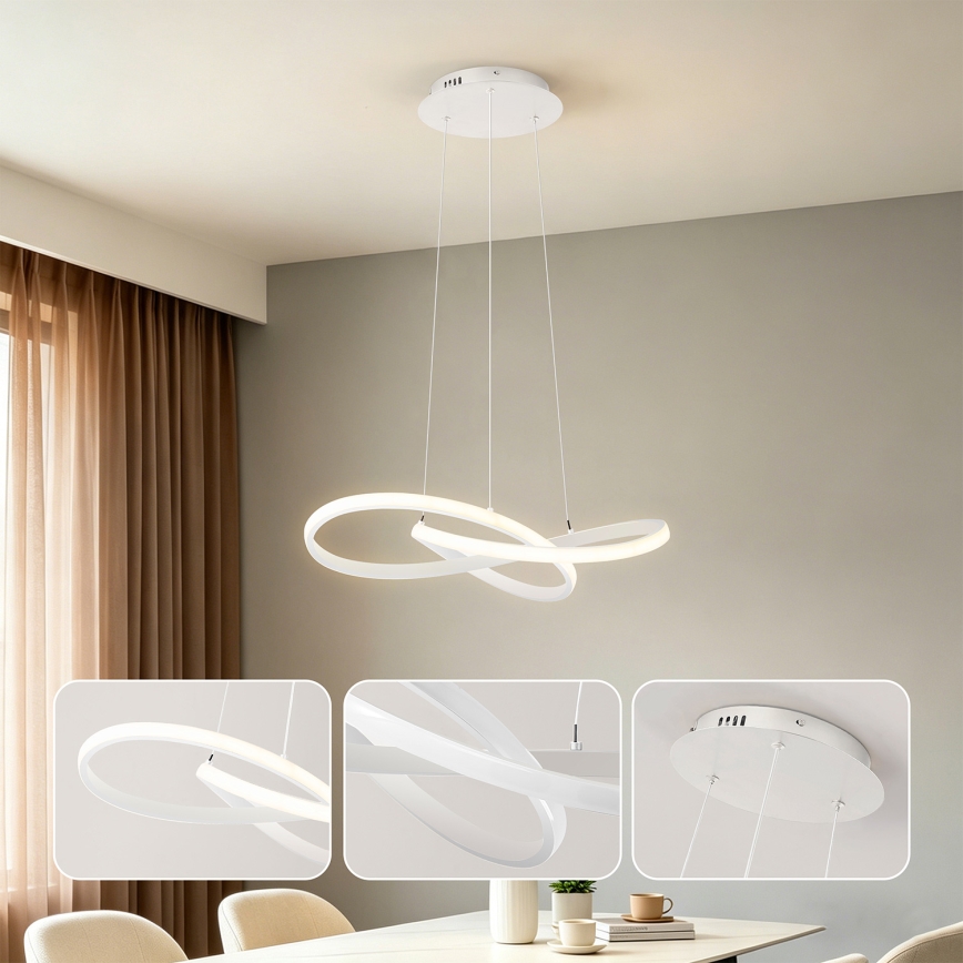 Brilagi - stmievateľný LED luster na lane INFINITY LED/55W/230V 3000-6000K 50x50 cm biela + diaľkové ovládanie