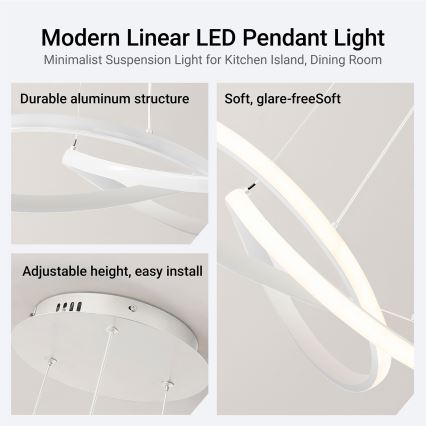 Brilagi - stmievateľný LED luster na lane INFINITY LED/55W/230V 3000-6000K 50x50 cm biela + diaľkové ovládanie