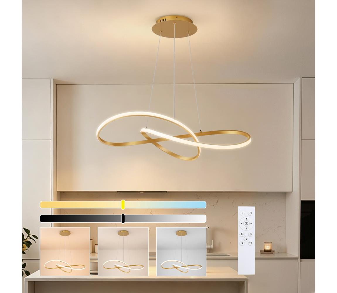 Brilagi - stmievateľný LED luster na lanku INFINITY LED/80W/230V 80x80 cm zlatý + diaľkové ovládanie BRI911