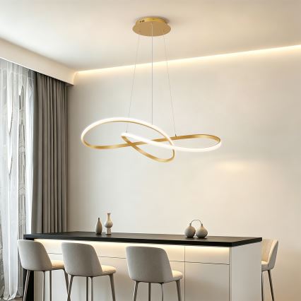 Brilagi - LED stmievateľný luster na lanku INFINITY LED/80W/230V 3000-6000K 80x80 cm zlatý + diaľkové ovládanie