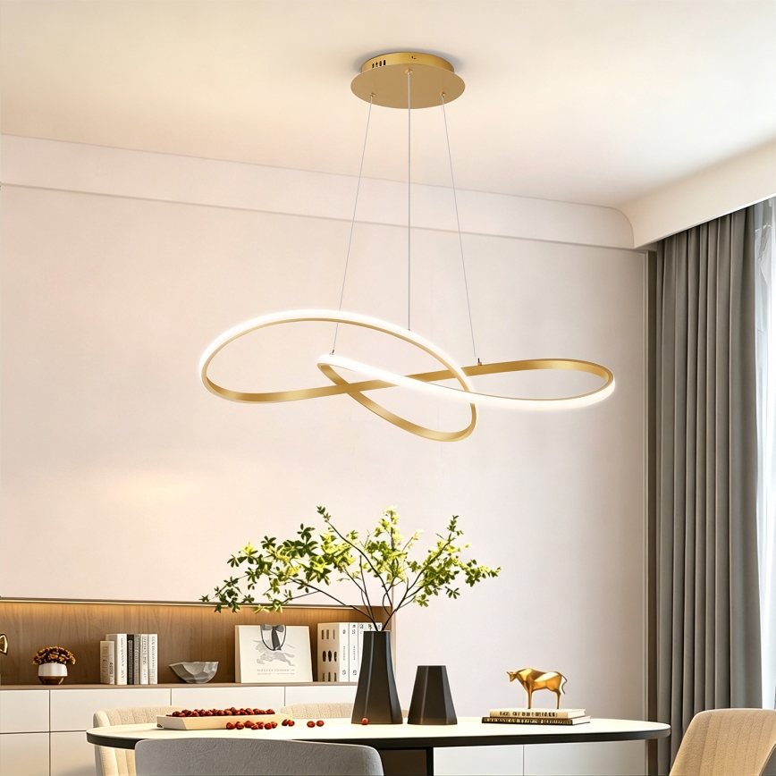 Brilagi - LED stmievateľný luster na lanku INFINITY LED/80W/230V 3000-6000K 80x80 cm zlatý + diaľkové ovládanie