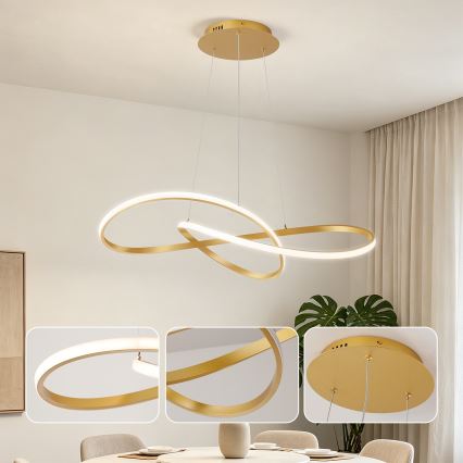 Brilagi - LED stmievateľný luster na lanku INFINITY LED/80W/230V 3000-6000K 80x80 cm zlatý + diaľkové ovládanie