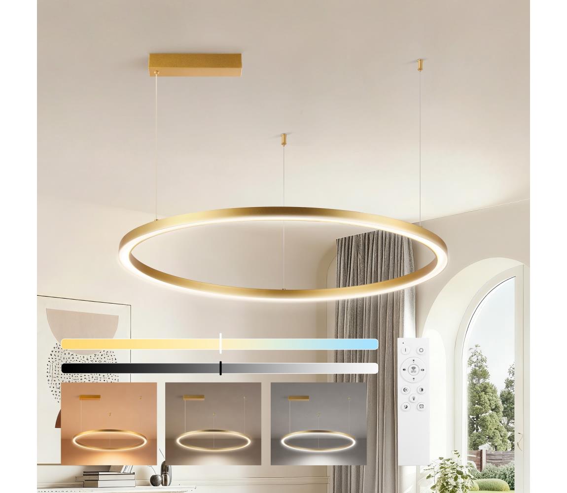 Brilagi - stmievateľný LED luster na lanku PORTOFINO LED/60W/230V pr. 80 cm zlatý +DO BRI510
