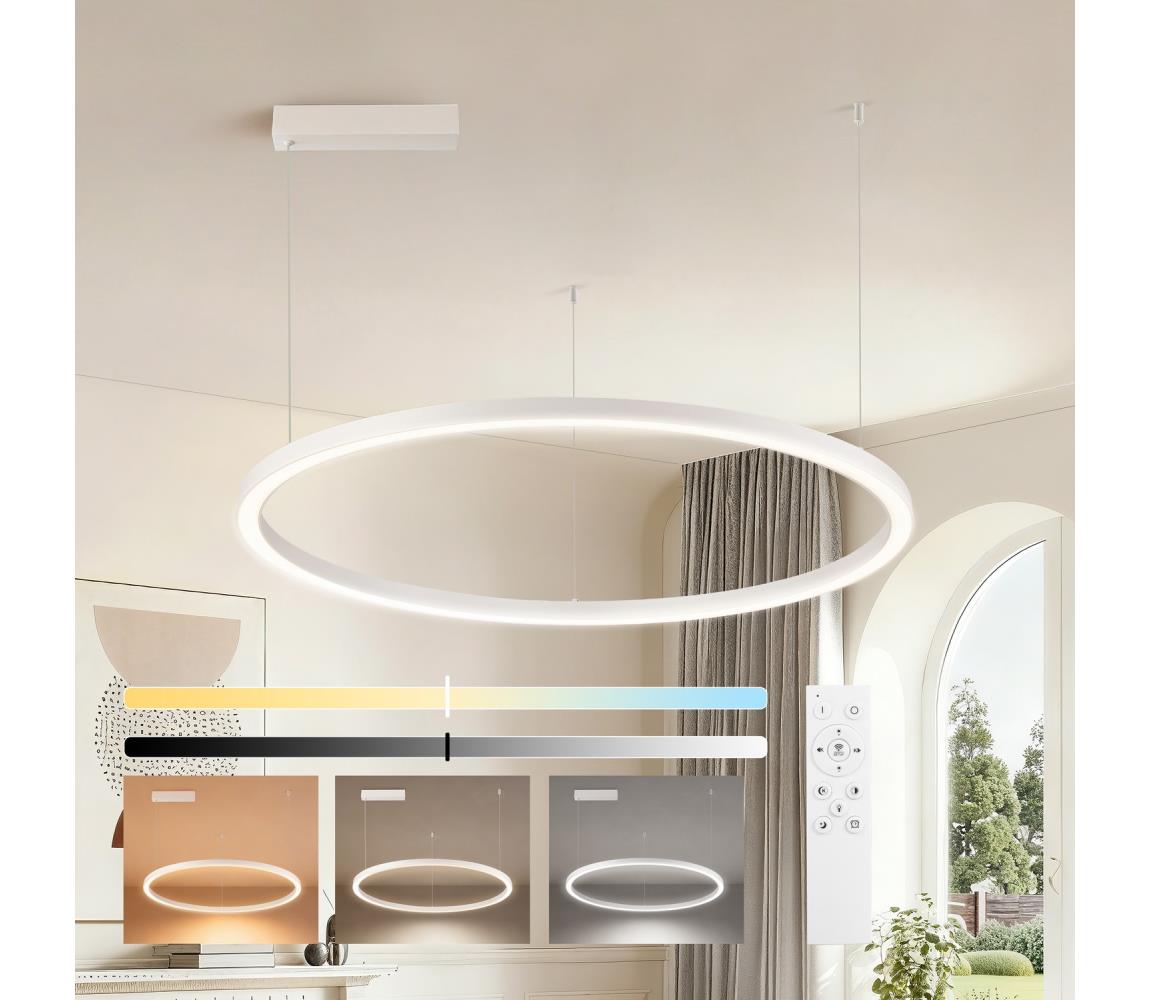 Brilagi - stmievateľný LED luster na lanku PORTOFINO LED/60W/230V priemer 80 cm biela s diaľkovým ovládaním BRI508