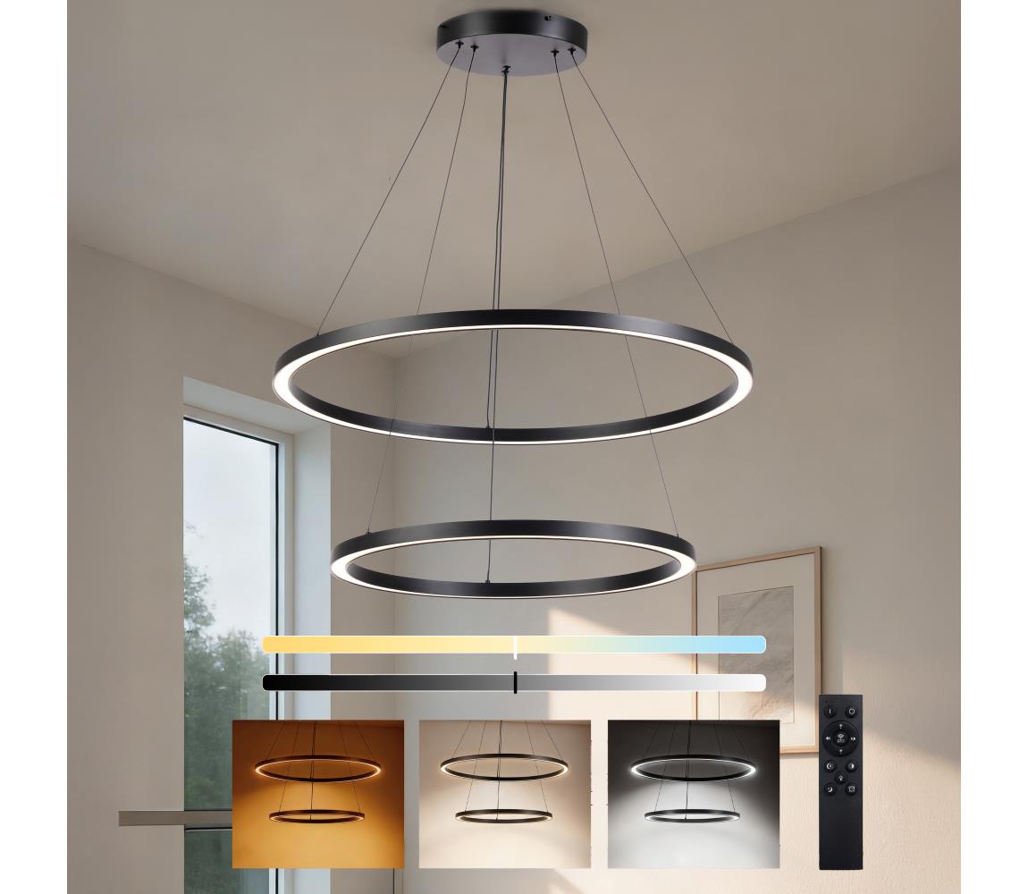 Brilagi - stmievateľný LED luster na lanku PORTOFINO LED/98W/230V pr. 80 cm čierna +DO BRI511