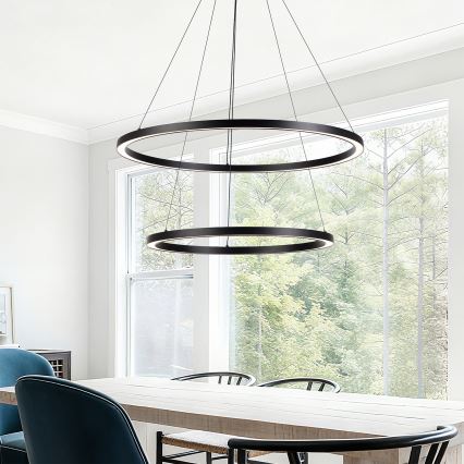 Brilagi - LED stmievateľný závesný luster na lanku PORTOFINO LED/98W/230V 3000–6000K priemer 80 cm čierna + diaľkové ovládanie