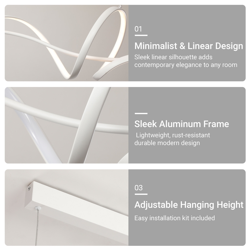 Brilagi - SIGNATURE LED stmievateľný luster na lanku LED/55W/230V 3000-6000K 120x23 cm biela + diaľkové ovládanie