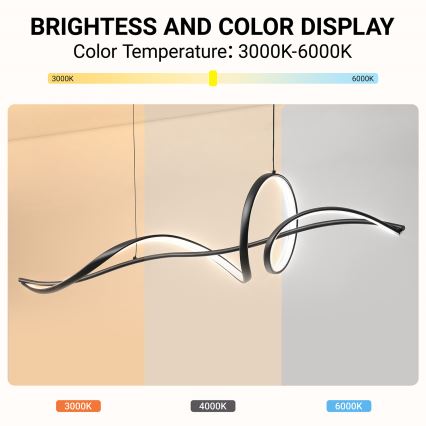 Brilagi - Stmievateľný LED závesný luster SIGNATURE LED/55W/230V 3000-6000K 120x23 cm čierny + diaľkové ovládanie